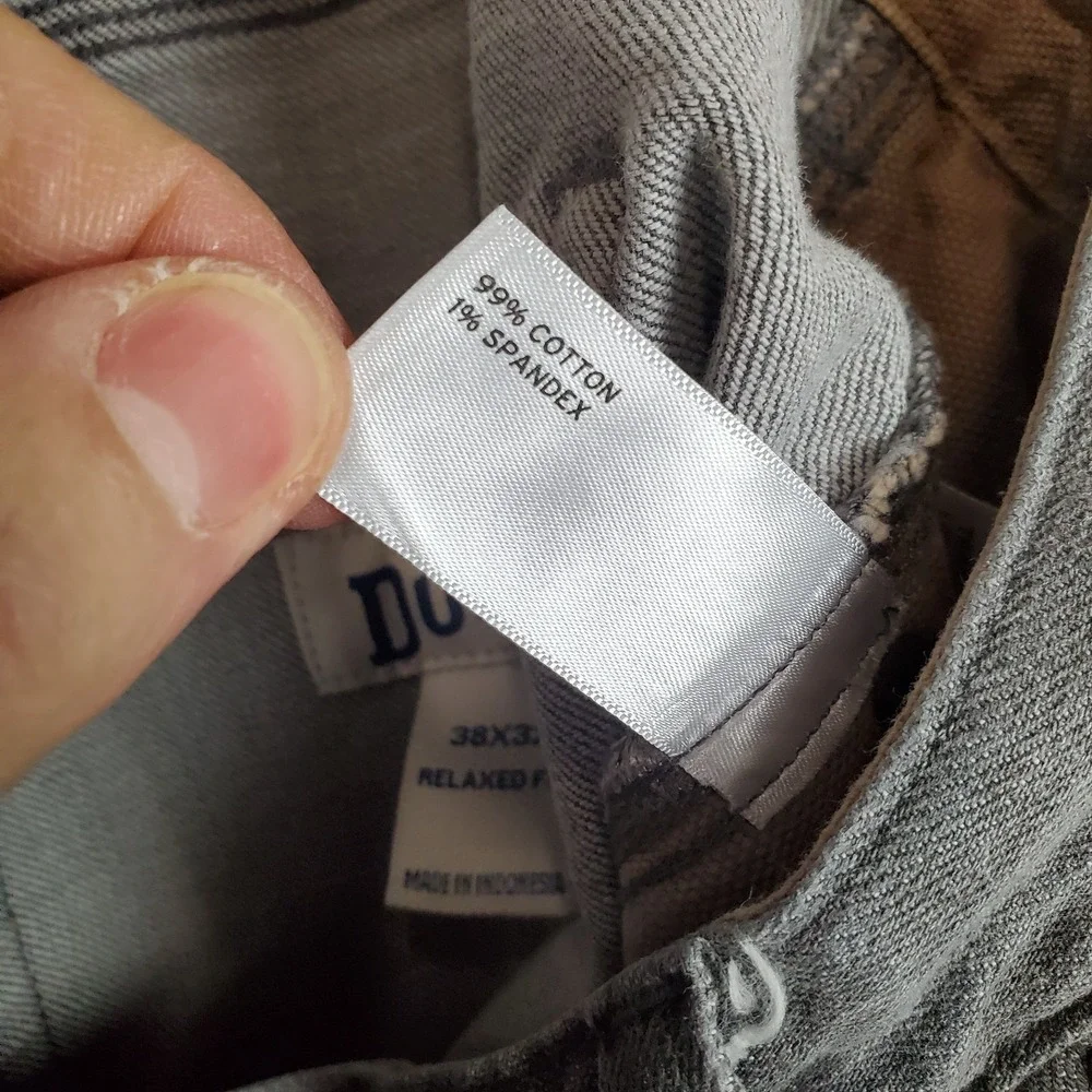 Duluth Flex Ballroom Jeans Mens Sz 38 X 32 Gray Denim Light Wash Straight Leg